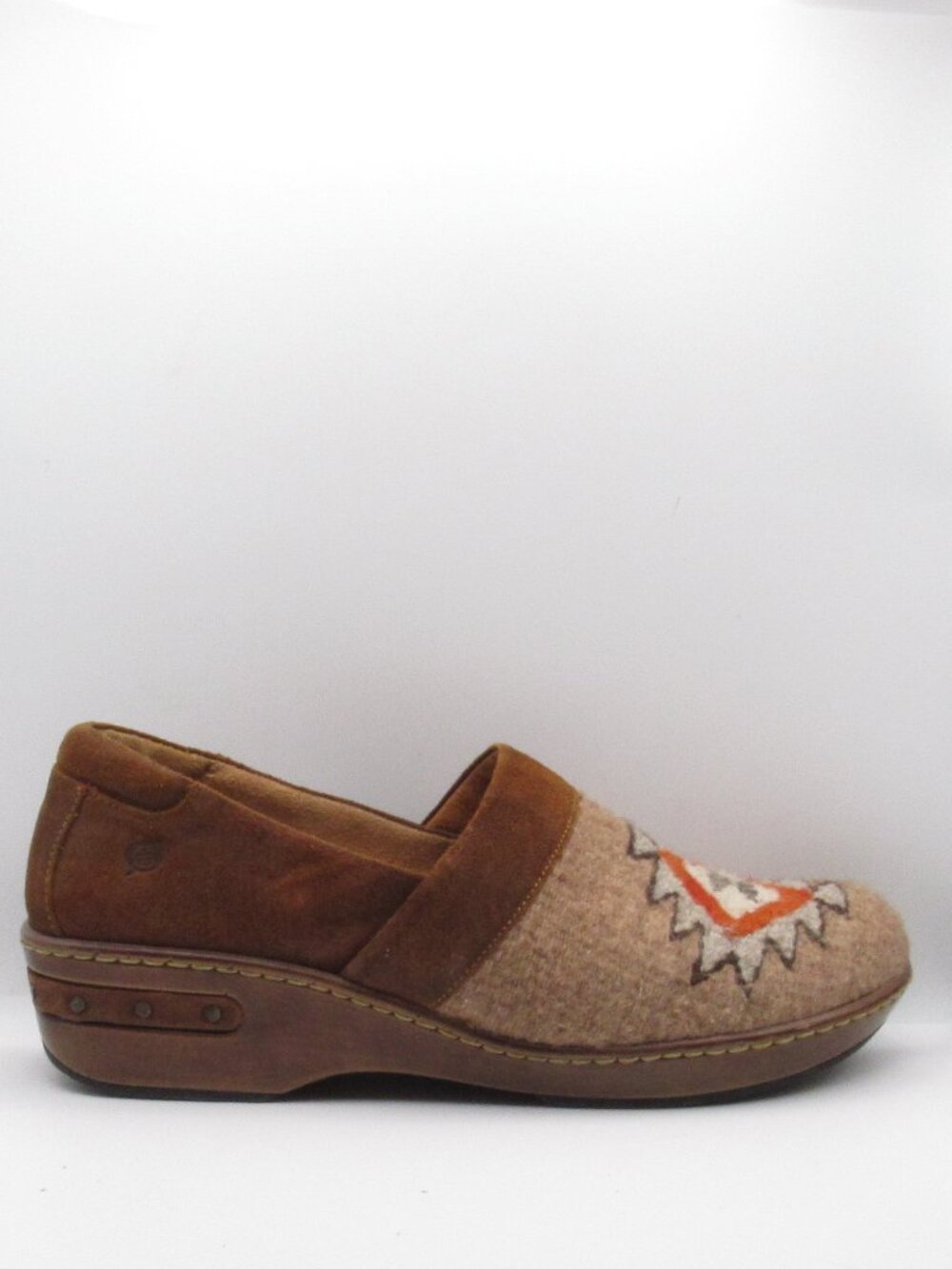 Born Brown/Red Bandy Women's Aztec Clogs Size 11 Leather and Fabric - Picture 9 of 15
